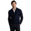 Iacobellis Maglione Uomo Pullover Lupetto Collo con Mezza Zip Misto Lana Merinos Extrafine Made in Italy XL Blu