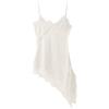 Generisch Top da donna con dettagli in pizzo e orlo asimmetrico, top setoso in stile lingerie, elegante camisole per sera e feste, abito da lingerie seducente per notti speciali, O bianco., M