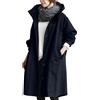 KBOPLEMQ Trench da donna, cappotto doppiopetto, per autunno e inverno, con tasche, leggero, per outwear elegante, con bottoni, colletto lungo, trench, tinta unita, O blu navy, L