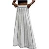 KBOPLEMQ Gonna a righe da donna a spacco maxi gonna con frange, elasticizzata, casual, a maglia, a vita alta, linea ad A, gonna lunga, elegante a coste, per il tempo libero