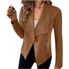 KBOPLEMQ Blazer, giacca leggera bolero da donna, slim fit, giacca corta, blazer, sportiva, leggera, trench con tasche, cardigan vintage, O marrone, L