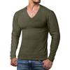 ReRock - Maglia a Manica Lunga con Scollo a V per Uomo - 9 Colori vestibilità Slim Fit in Tinta Unita - Taglia dalla S alla 3XL