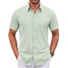 WINKEEY Camicia Uomo Maniche Corte Camicia da Lavoro No Stiro Business Shirt Senza Rughe Camicie con Bottoni Regular Fit,Verde Chiaro XL