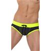 EROS VENEZIANI Slip da Mare Push-Up, Nero con Bordi Giallo Fluo, Made in Italy, 7226LXL