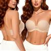 YANDW - Reggiseno senza spalline leggermente imbottito a copertura completa con retro trasparente, spalline invisibili, reggiseno con la schiena scoperta da donna, Nude, 4F