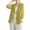 KBOPLEMQ Blazer estivo da donna, leggero, in cotone e lino, blazer elegante da business, blazer casual da tempo libero, giacca da lavoro, manica lunga, con bottone, elegante, in cotone e lino, con