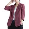 KBOPLEMQ Blazer estivo da donna, leggero, in cotone e lino, elegante, blazer business, per il tempo libero, giacca da abito, a maniche lunghe, con bottone, elegante, in cotone e lino, giacca da abito