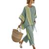 Gienslru Tuta Donna Estivo Completa Casual Set 2 Pezzi Pantaloni Larghi e Top Oversize Boho Tute Kaftano Sportive Primavera Cotone Leggero Completo Outfit Mare Vacanza Cerimonia Co-ord Elegante