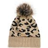 YOOCHUENG Berretto Invernale Donna Leopardato,Berretto a Maglia con Pon-pon | Fodera in Peluche,Taglio Elasticizzato,Morbido e Caldo,Berretto a Maglia Nero/Kaki per l'uso Quotidiano e Attività All'apert