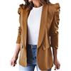 Generic Blazer casual da donna con maniche a sbuffo aperto sul davanti, giacche da lavoro con tasche, cappotto asimmetrico da donna, cachi, M