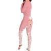 KBOPLEMQ Pigiama intero da donna, in cotone, per la casa, a maniche lunghe, stretto, pigiama sexy, con lembo abbottonato, primavera e inverno, pagliaccetto, body con patta, S azzurro cielo, L