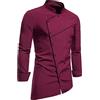 Duohropke Giacca da cuoco da uomo, slim fit, elasticizzata, con bottoni a pressione, a maniche lunghe, da cucina, da lavoro, casual, asimmetrica, da lavoro, da lavoro