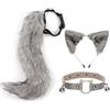 DRESHOW Fox Faux Fur Tail Cat Ears Fascia Halloween Party Costume Neck Chocker Cosplay Set per Adolescenti Adulti
