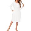 Wikoan Camicie da Notte da Donna Maniche Lunghe Cotone Bianco,XXL