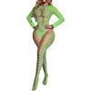 XIUSEMY Leopardo Bodystocking Sexy Donna Catsuit Tuta Stampa Rete Trasparente Babydoll