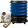 WORMbox | Vermicompostaggio 4 Vassoi Blu + 500g di Vermi Lombrichi / 1000 pz. + 1 Cocco | 64 Litri | Compost di Rifiuti Organici Compostiera Vermifuga Lombricompostiera | Lombrichi = Humus lombrico