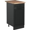 Vicco Mobiletto base cucina R-Line, Antracite country/Antracite 40 cm | Frontale in MDF · + Piano di lavoro · Piedini regolabili in altezza · 1 Anta · Liberamente combinabile