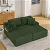 Kuczn Divano letto relax a 2 posti, in morbido tessuto a coste, con tasca laterale, portabicchieri e cuscino, per soggiorno, sala giochi, studio, camera degli ospiti e appartamento, verde