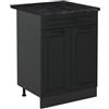 Vicco Mobiletto base cucina R-Line, Antracite country/Antracite 60 cm | Frontale in MDF · + Piano di lavoro · Piedini regolabili in altezza · 1 Ripiano · Liberamente combinabile