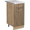Vicco Mobiletto base cucina R-Line, Rovere artigianale/Rovere dorato 40 cm | 1 Cassetto · Piano di lavoro incl. · Piedini regolabili in altezza · 1 Anta · ✓ Liberamente combinabile