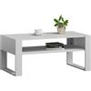 MATKAM Tavolino KAJA H50 x L100 x P53,6 cm Loft Retro, ripiano aperto sotto il piano, gambe a slitta (bianco-bianco)