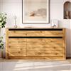 Azkoeesy Credenza Multiuso per Cucina e Soggiorno, Effetto Legno Vintage, Piedi in Metallo Nero Robusti, Ripiani Regolabili, Mobile TV e Buffet per Sala da Pranzo,135×35×70cm : 3 Cassetti /3 Ante