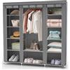 INTIRILIFE Armadio Guardaroba Pieghevole 150x175x45 cm in Grigio Cenere - Cabina Tessuto con Anta Richiudibile, Cerniera Zip e Appendiabiti - Camera da Letto Custodia de Campeggio