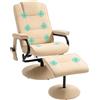 HOMCOM Poltrona Relax Massaggiante con Pouf Poggiapiedi a 145° Crema