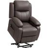 HOMCOM Poltrona Elettrica Alzapersona Reclinabile 160° Marrone Scuro | Poltrona Relax Elettrica in Pelle PU, con Telecomando, Poggiapiedi, 2 Tasche Laterali, per Soggiorno