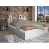 Vente-unique Letto Frank con cassetti e comodini integrati - 140 x 190 cm - Colore: bianco e cemento