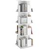 ZZINOKE Libreria Girevole, Scaffale Girevole a 360°, MDF, Base Rotonda, 4 Ripiani 16 Scomparti, per Camera da Letto, Soggiorno, Ufficio, Cameretta dei Bambini, 39 x 39 x 128 cm, Bianco