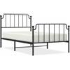 Generico Giroletto con Testiera e Pediera Metallo Nero 100x200 cm-373900