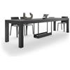 Mobili Fiver, Consolle Allungabile con Porta Allunghe Rachele, 46(306) x90x cm, Nero Frassino, fino a 14 posti, Consolle da Cucina, Soggiorno, Made in Italy