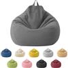 Jinfanshurich Pouf per bambini e adulti, solo rivestimento (senza imbottitura), sedia a sacco per camera da letto, ufficio, soggiorno, terrazza (grigio scuro, XL)