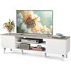 WLIVE Mobile TV, 160 x 40 x 47 cm, Porta TV con 2 Ante e 2 Vani Aperti, Mobile TV per Soggiorno, Sala da Pranzo e Camera da Letto,Bianco