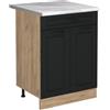 Vicco Mobiletto base cucina R-Line, Antracite country/Rovere dorato 60 cm | Frontale in MDF · + Piano di lavoro · Piedini regolabili in altezza · 1 Ripiano · Liberamente combinabile