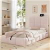 ZKLOEP Letto imbottito, 90 x 200 cm, letto funzionale idraulico, rete a doghe, testiera, grande capienza, velluto, rosa
