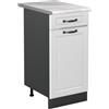 Vicco Mobiletto base cucina R-Line, Bianco country/Antracite 40 cm | Frontale in MDF · + Piano di lavoro · Piedini regolabili in altezza · 1 Anta · Liberamente combinabile