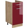 Vicco Mobiletto base cucina R-Line, Rosso lucido/Rovere dorato 40 cm
