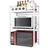 THCTYRP Scaffale per microonde a 2 strati, per tostapane, per cucina, larghezza telescopica 40-63 cm (ottimale entro 60 cm) con gancio mobile, portata 75 kg (bianco)