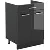 Vicco Mobiletto base cucina R-Line, Antracite lucido/Antracite 60 cm | 2 Ante · Senza piano di lavoro · Piedini regolabili in altezza · 1 Ripiano · ✓ Liberamente combinabile