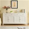 Ktipm Credenza Soggiorno 160 cm Madia Cucina, 2 Cassetti e 4 Ante, Bianco