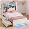 AOGLLATI Letto Singolo Imbottito 90x200 con Cassetti, Letto Contenitore