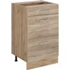 Vicco Mobiletto base per cucina R-Line, Sonoma/Rovere dorato 50 cm | 3 Cassetti · Senza piano di lavoro · Piedini regolabili in altezza · ✓ Facile accesso · ✓ Liberamente combinabile