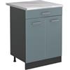 Vicco Mobiletto base cucina R-Line, Grigio-blu/Antracite 60 cm | 2 Ante · Piano di lavoro incl. · Piedini regolabili in altezza · 1 Ripiano · ✓ Liberamente combinabile