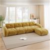 Muskel Divano angolare modulare a forma di L con ottomano, divano angolare modulare in ciniglia, seduta morbida, divano di design per soggiorno, giallo