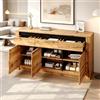 REXO Wellenoptik Comò, 135×35×70cm in pannello truciolare, cassettiera moderna per soggiorno, armadio con 9 vani, comò naturale in colore legno con 3 cassetti e ripiani, Naturale
