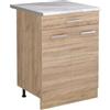 Vicco Mobiletto base cucina R-Line, Sonoma/Rovere dorato 60 cm | 2 Ante · Piano di lavoro incl. · Piedini regolabili in altezza · 1 Ripiano · ✓ Liberamente combinabile