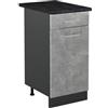 Vicco Mobiletto base cucina R-Line, Calcestruzzo/Antracite 40 cm | 1 Cassetto · Piano di lavoro incl. · Piedini regolabili in altezza · 1 Anta · ✓ Liberamente combinabile