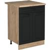 Vicco Mobiletto base cucina R-Line, Antracite country/Rovere dorato 60 cm | Frontale in MDF · + Piano di lavoro · Piedini regolabili in altezza · 1 Ripiano · Liberamente combinabile